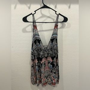 Women’s black and printed sundress. Brand unknown. Size medium.